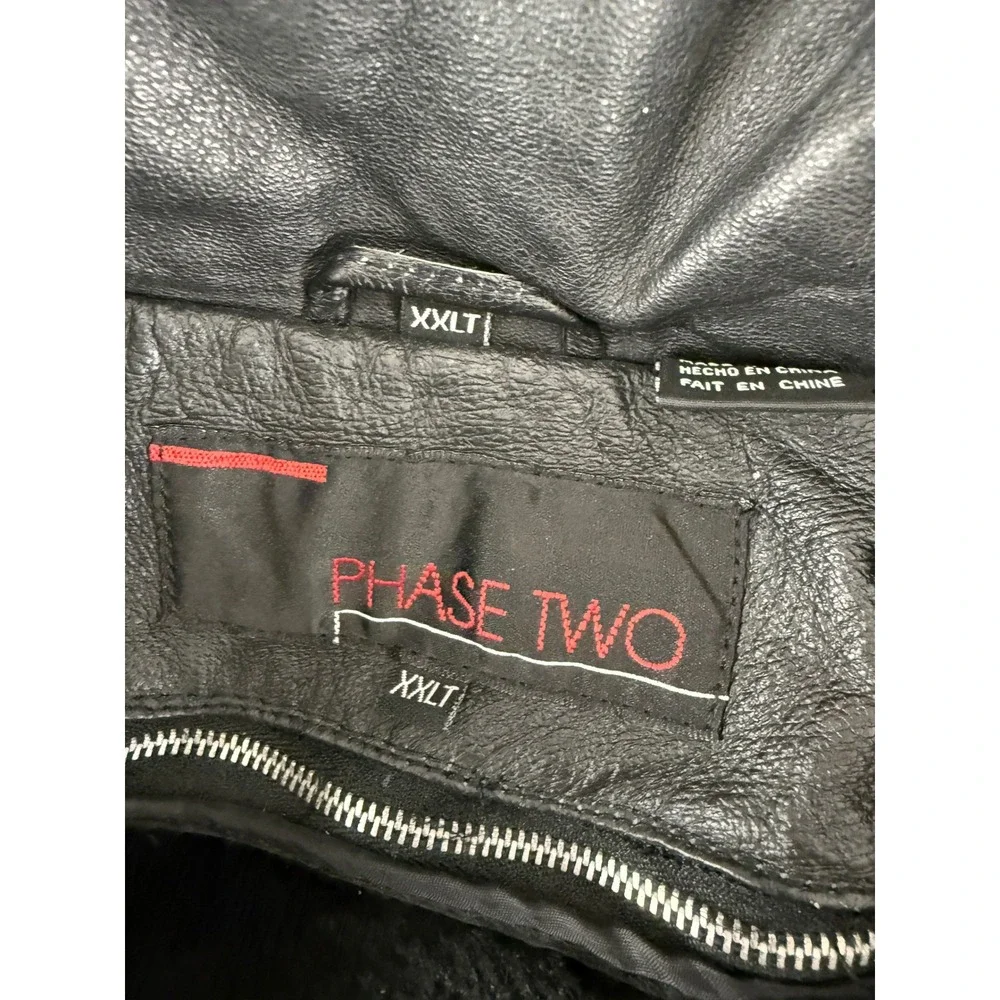 Phase Two Size XXLT Leather Hooded Removable Liner Parka Jacket Black Long Mens